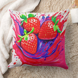 Vibrant Strawberry Stänk Kudde