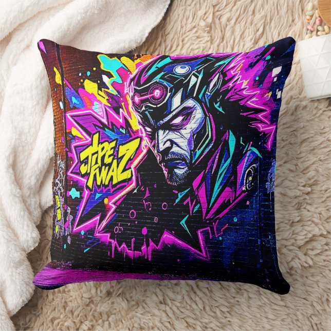 Vibrant Street Art Glow Kudde (Filt)