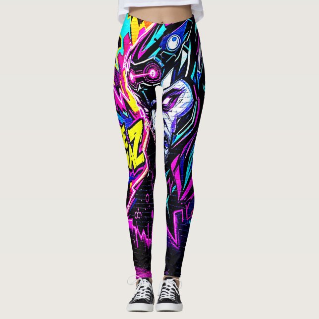 Vibrant Street Art Glow Leggings (Framsida)