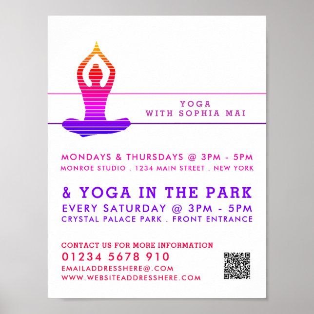 Vibrant Stripe Yoga Class Advertising Poster (Framsidan)