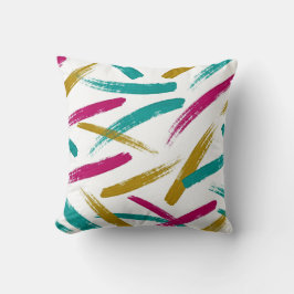 Vibrant Strokes,Teal, Magenta & Mustard pattern Kudde