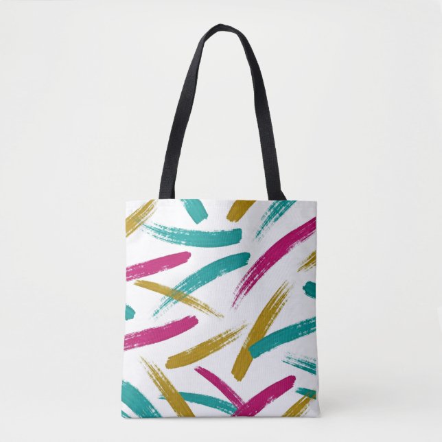 Vibrant Strokes,Teal, Magenta & Mustard pattern Tygkasse (Framsida)