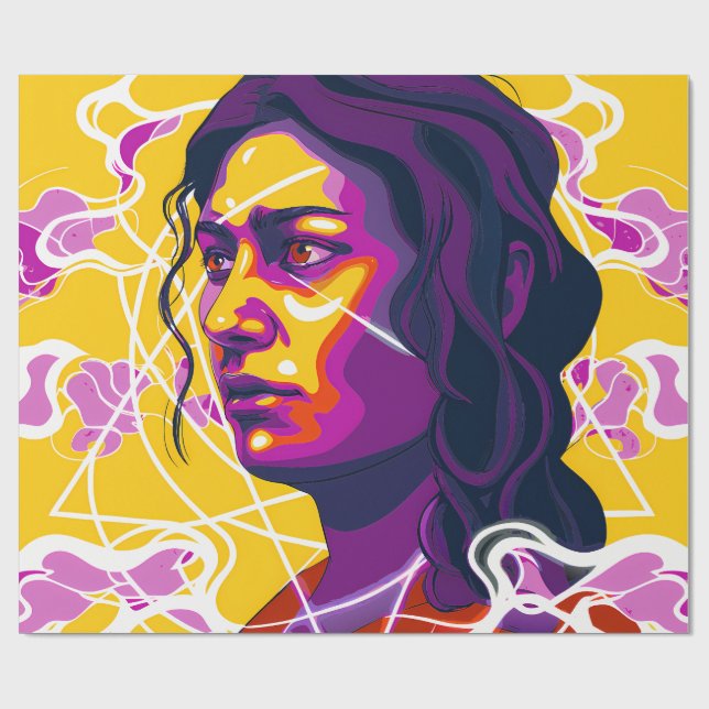 Vibrant Stylized Portrait with Abstract Elements Presentpapper (Platt)