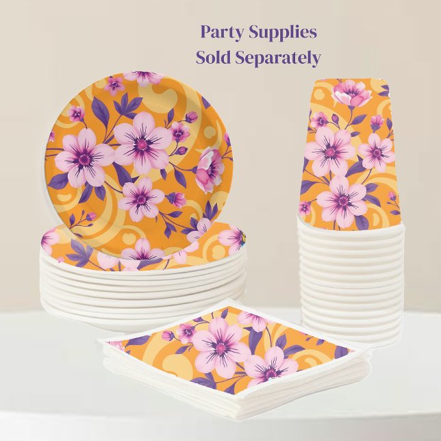 Vibrant Summer Blommigt-Dopamin Dressing- Pappersservett (Vibrant Summer Flower Pattern – Dopamine Dressing-Party Supplies plates napkins and cups)