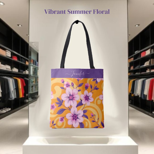 Vibrant Summer Blommigt-Dopamin Stil- Tygkasse (Vibrant Summer Floral-Dopamine Style- Tote Bag personalized)