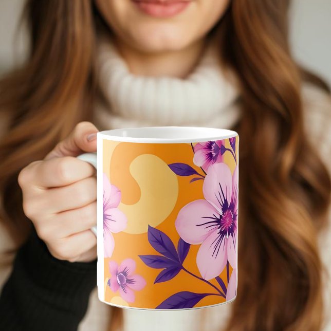 Vibrant Summer Blommigts-Dopamin Stil Kaffemugg (Vibrant Summer Florals-Dopamine Style Coffee Mug)