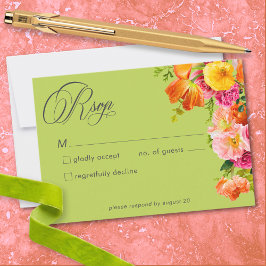 Vibrant Summer Floral Lime Orange Pink Wedding OSA Kort