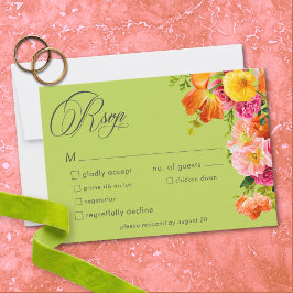 Vibrant Summer Floral Lime Orange Pink Wedding OSA Kort