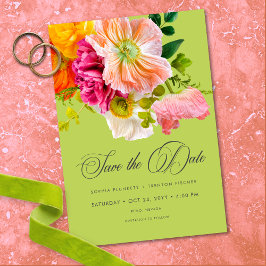 Vibrant Summer Floral Lime Orange Pink Wedding Spara Datumet