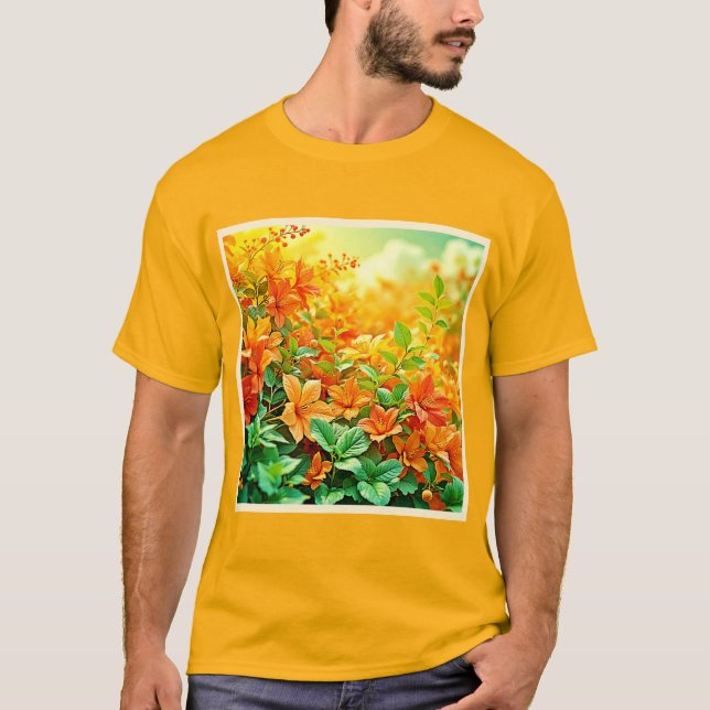 Vibrant Summer Flowers T Shirt (Framsida)