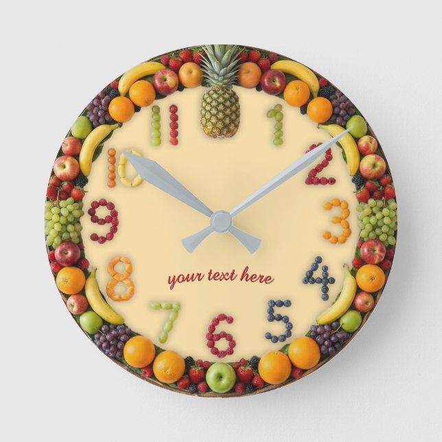 Vibrant Summer Fruit Salad Wall Clock - Custom Rund Klocka (Framsida)