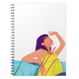 Vibrant Summer Girl Anteckningsbok – Färg Popkonst
