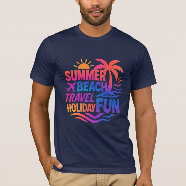 Vibrant Summer Typography Collage with Graphic Fus T Shirt (Framsida)