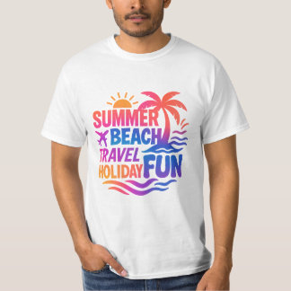 Vibrant Summer Typography Collage with Graphic Fus T Shirt