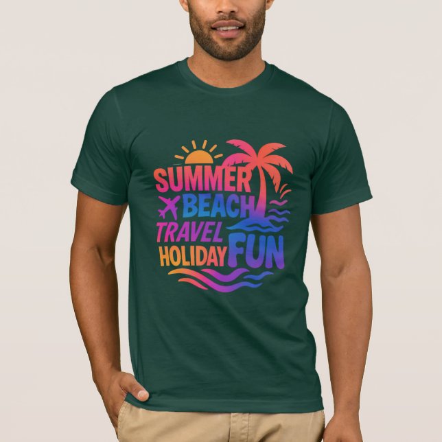 Vibrant Summer Typography Collage with Graphic Fus T Shirt (Framsida)