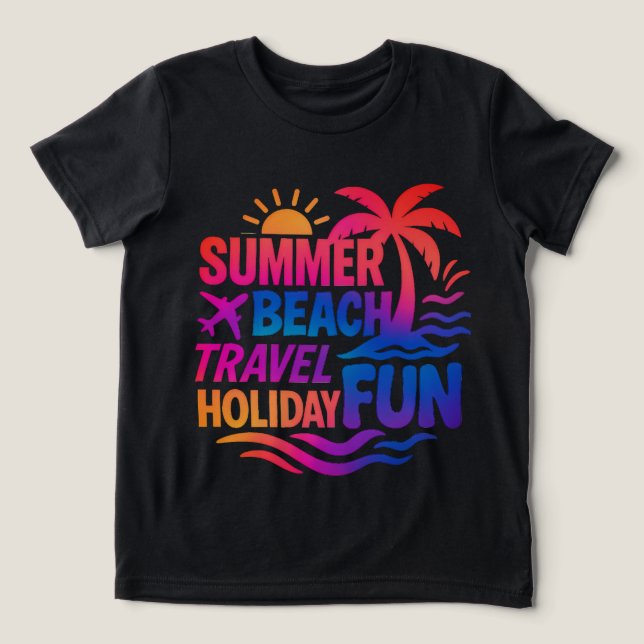 Vibrant Summer Typography Collage with Graphic Fus T Shirt (Design Framsida)