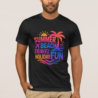 Vibrant Summer Typography Collage with Graphic Fus T Shirt