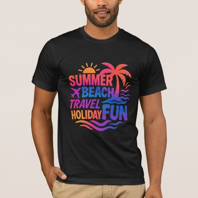Vibrant Summer Typography Collage with Graphic Fus T Shirt (Framsida)