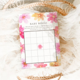 Vibrant Summer Wildblomma Baby Bingo-spelkort Tack Kort