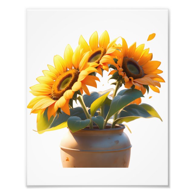 Vibrant Sunflowers in a Rustic Pot Fototryck (Framsidan)