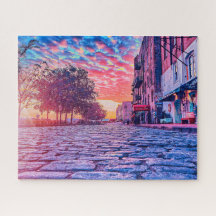 Vibrant Sunrise on River Street Puzzle