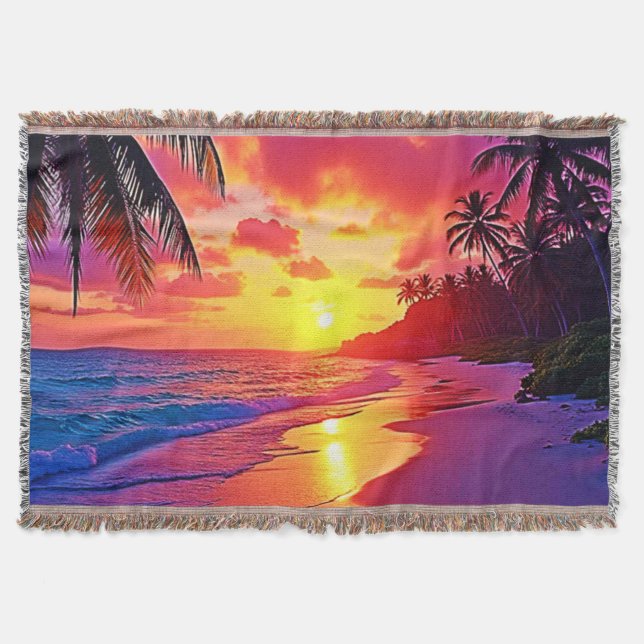 Vibrant Sunset Beach Dream Design Filt (Framsidan)