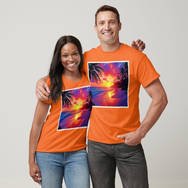 Vibrant Sunset Beach Dream Design T Shirt (Unisex)