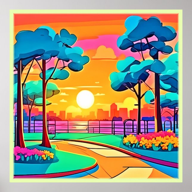 Vibrant Sunset Cityscape Poster (Framsidan)