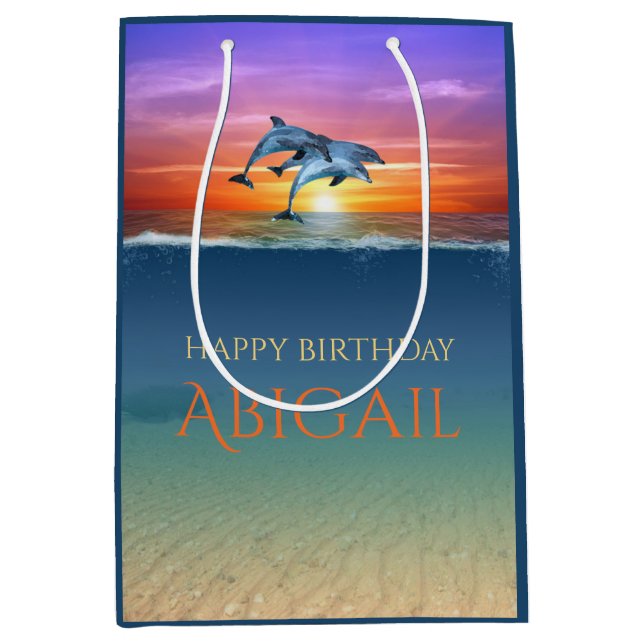 Vibrant Sunset Dolphins Jumping Ocean Birthday (Framsidan)