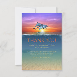 Vibrant Sunset Dolphins Jumping Ocean Birthday Tack Kort