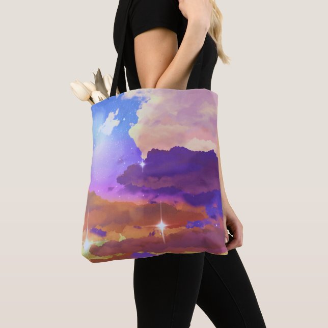 Vibrant Sunset Medium Tote Bag Tygkasse (Närbild)