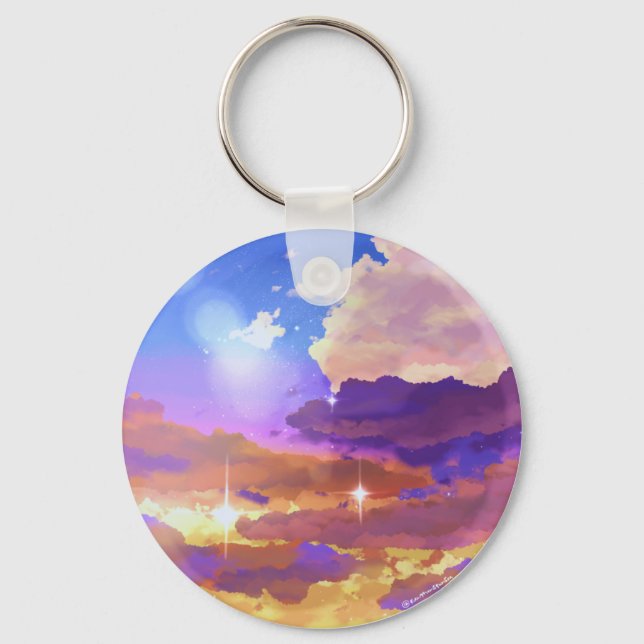 Vibrant Sunset Metall Circle Keychain Nyckelring (Framsida)