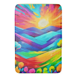 Vibrant Sunset Mountain Art-utskrift Badrumsmatta