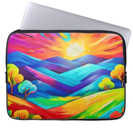 Vibrant Sunset Mountain Art-utskrift Laptop Fodral