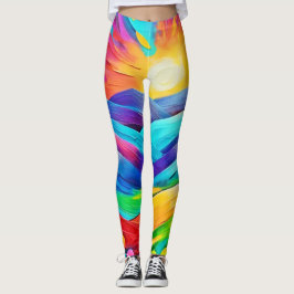 Vibrant Sunset Mountain Art-utskrift Leggings