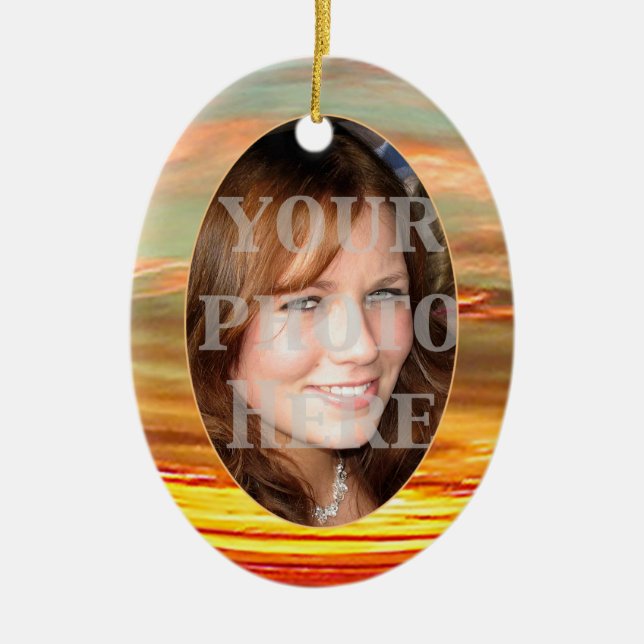 Vibrant Sunset Photo Ram Oval Ornament (Framsidan)