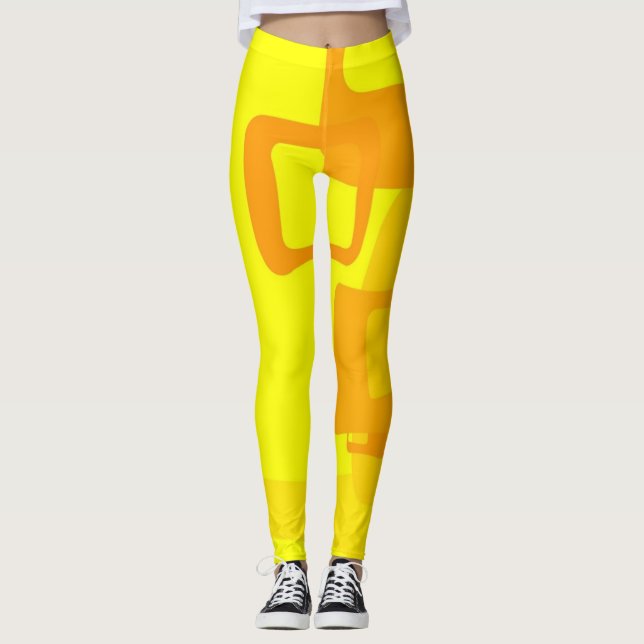 Vibrant Sunshine Flow – Modern Abstract Art Shapes Leggings (Framsida)