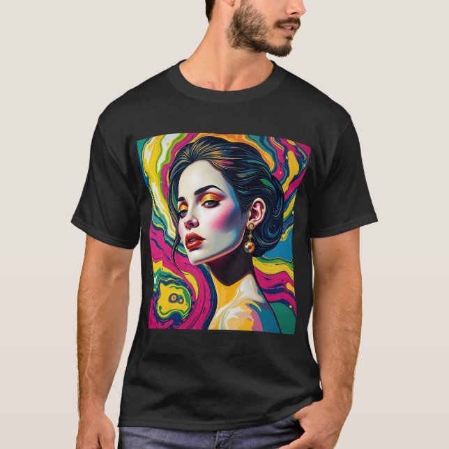 Vibrant surreal porträtt art t shirt (Framsida)