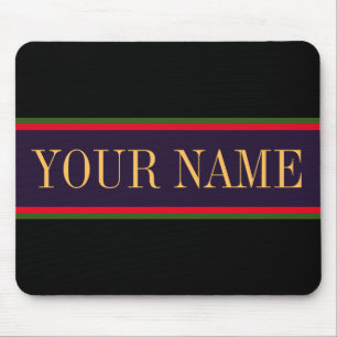 Vibrant svart, fetstilt Lila Rand med röd Grönt Musmatta