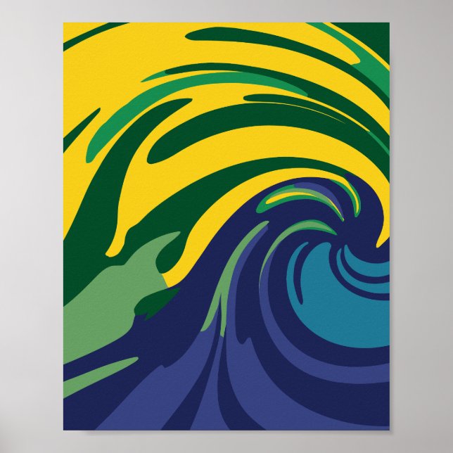 Vibrant svullnad av Grönt, Gult och blått Poster (Framsidan)