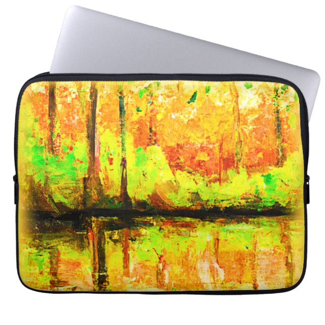 "Vibrant Swamp Forest" Cute Painting. Köp nu Laptop Fodral (Framsidan)