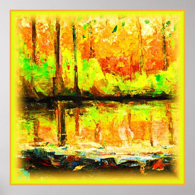 "Vibrant Swamp Forest" Cute Painting. Köp nu Poster (Framsidan)