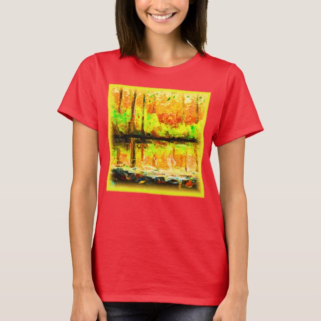 "Vibrant Swamp Forest" Cute Painting. Köp nu T Shirt (Framsida)