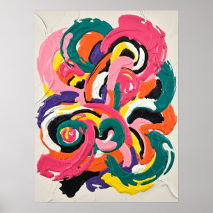 Vibrant Swirl Impasto - Färgfull Abstrakt Struktur Poster