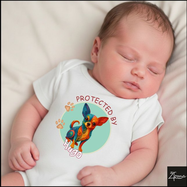 Vibrant Swirl Quilled Chihuahua dog Portrait T Shirt (Skapare uppladdad)