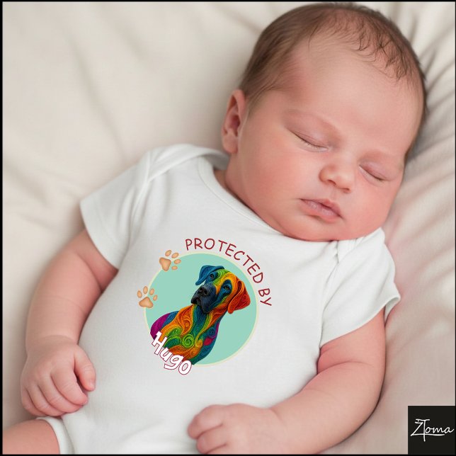 Vibrant Swirl Quilled Great Dane dog Portrait T Shirt (Skapare uppladdad)