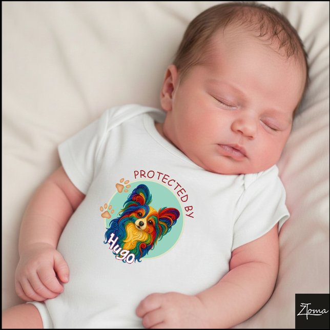 Vibrant Swirl Quilled 	Papillon Dog Portrait T Shirt (Skapare uppladdad)