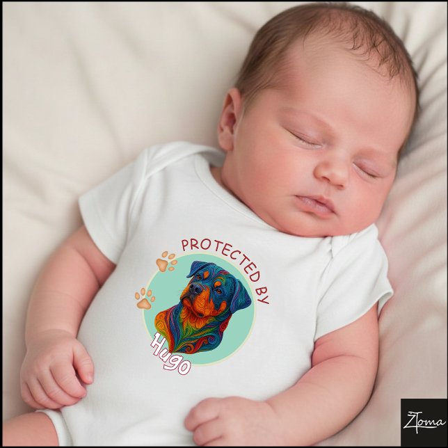 Vibrant Swirl Quilled Rottweiler dog Portrait T Shirt (Skapare uppladdad)