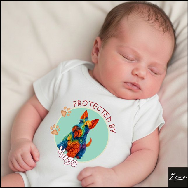 Vibrant Swirl Quilled Scottish Terrier dog Portrai T Shirt (Skapare uppladdad)