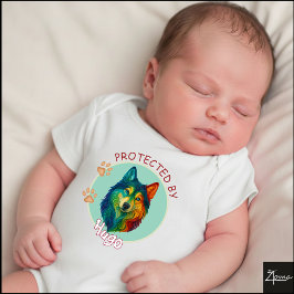 Vibrant Swirl Quilled Siberian Husky dog Portrait T Shirt